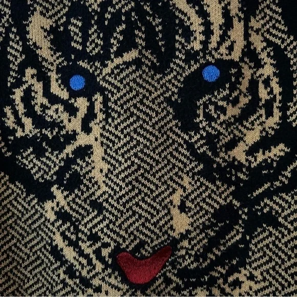 Zara Knit Tiger Crewneck Herringbone Sweater - Picture 10 of 10